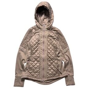 Athleta Rock Springs Quilted Puffer Jacket Womens Small Beige Athleisure